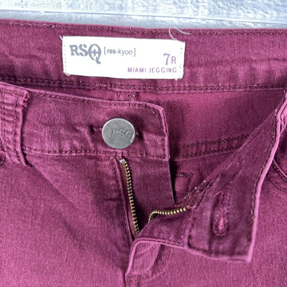 RSQ Miami Jegging Jeans Low Rise Five Design Pockets Womens Maroon Size 7R - Picture 4 of 11